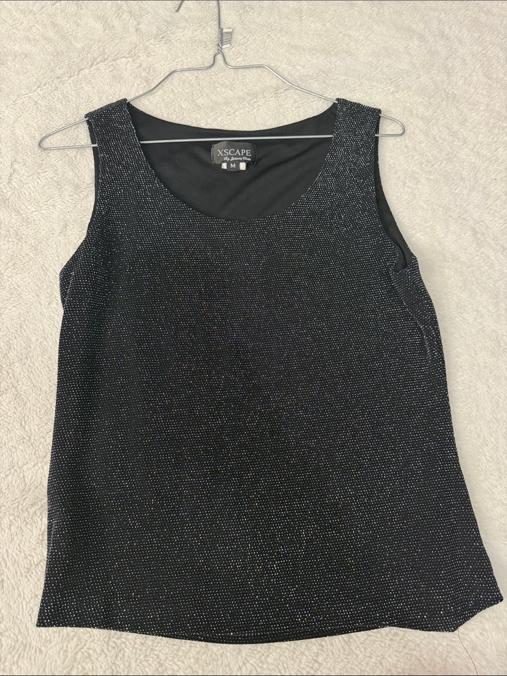 Xscape Black Sparkle Sleeveless Tank Top